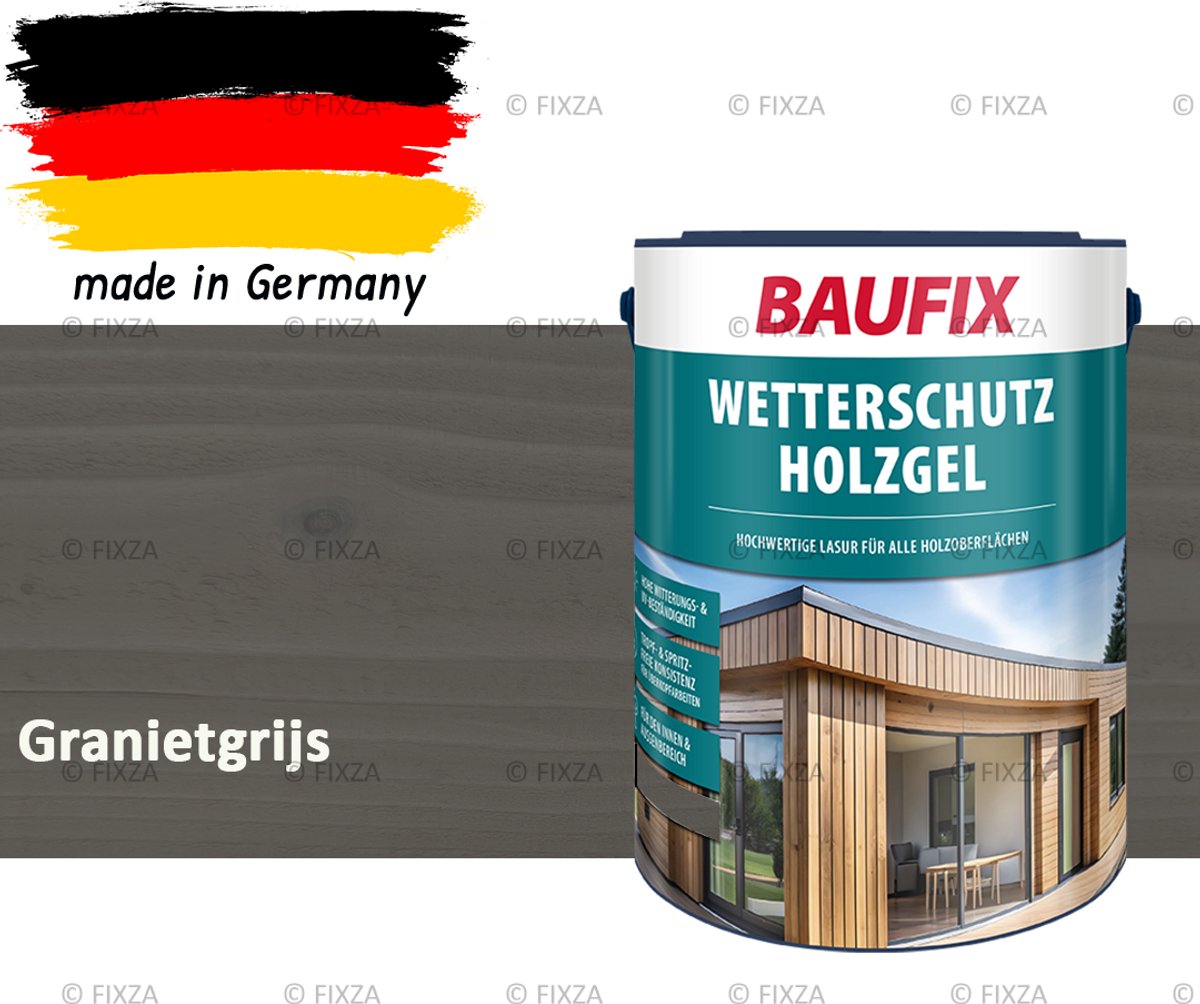 BAUFIX Buitenbeits – Granietgrijs – Zijdeglans – 5 Liter – Voor Schutting, Tuinhuis & Blokhut – UV- & Weerbestendig