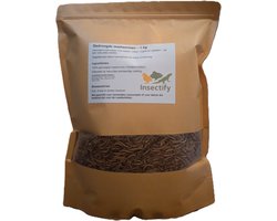 Meelwormen Gedroogd 1kg - Kippenvoer & Vogelvoer voor Buitenvogels - Hoog Eiwit Diervoeder - Hersluitbare Zak - Insectify