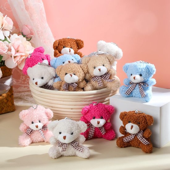 24 Stuks Mini Pluche Beren (8cm) - Kleine Knuffel Dieren voor Sleutelhangers, Feestartikelen en Cadeautjes van Merkloos — afbeelding 3