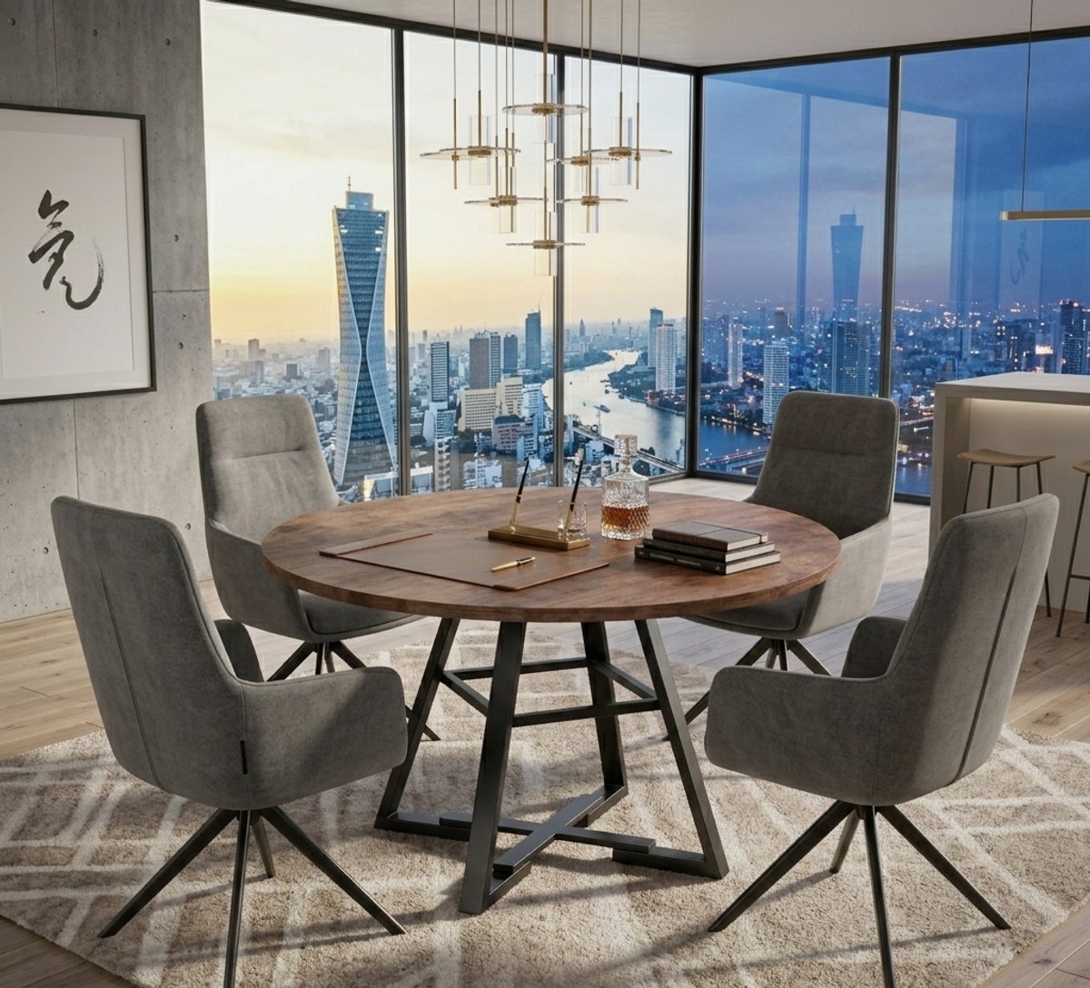 Verona Luxe Draaibare Eetkamerstoelen Set van 2 - 360° Draaibaar - Gestofferd in Chenille - Met Armleuning en Metalen Poten - Comfortabele Design Stoelen voor Eetkamer, Keuken en Thuiswerkplek - Do...