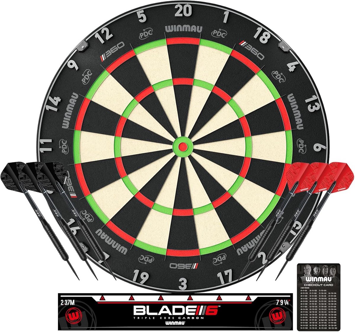 Professioneel Carbon Dartbord Set met 2 Sets 19g Stalen Darts en Accessoires