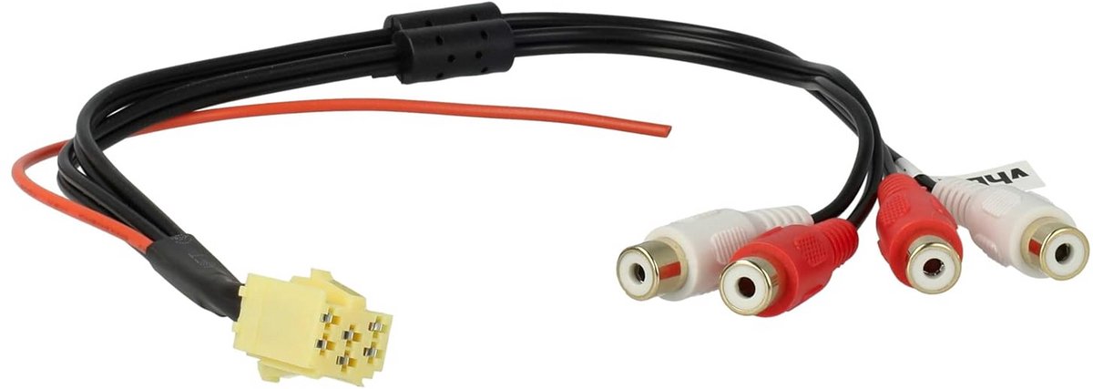Adapterkabel Mini ISO 6-pins naar 2x Tulp voor Audio Versterker