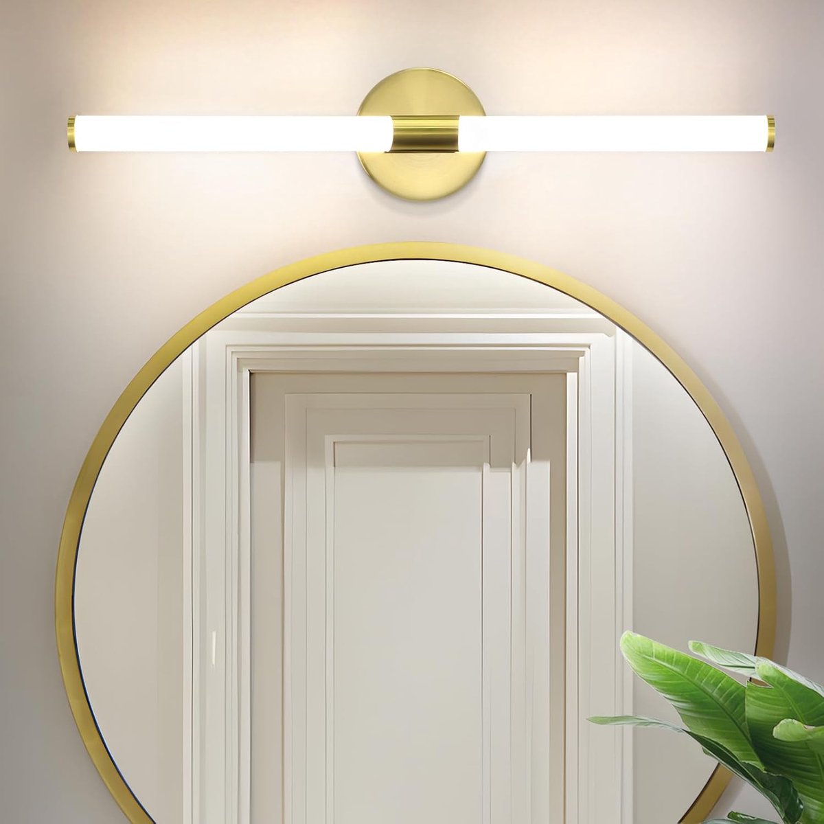 Glitzerlife Plafondspot Plafondlamp - Waterdichte LED Spiegellamp - 8W Gouden Schijf - Moderne Badkamerwandlamp - IP44 Veiligheid - Ø60cm Goudkleurig