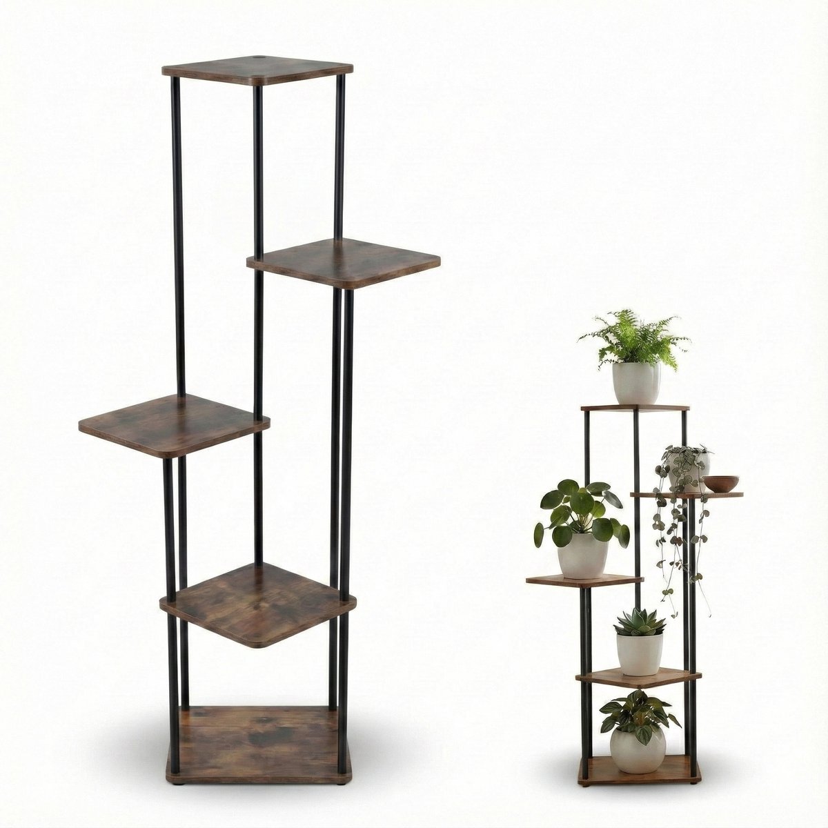 Staande plantenstandaard voor 5 bloemen RIMOZA, 30 x 30 x 106 cm