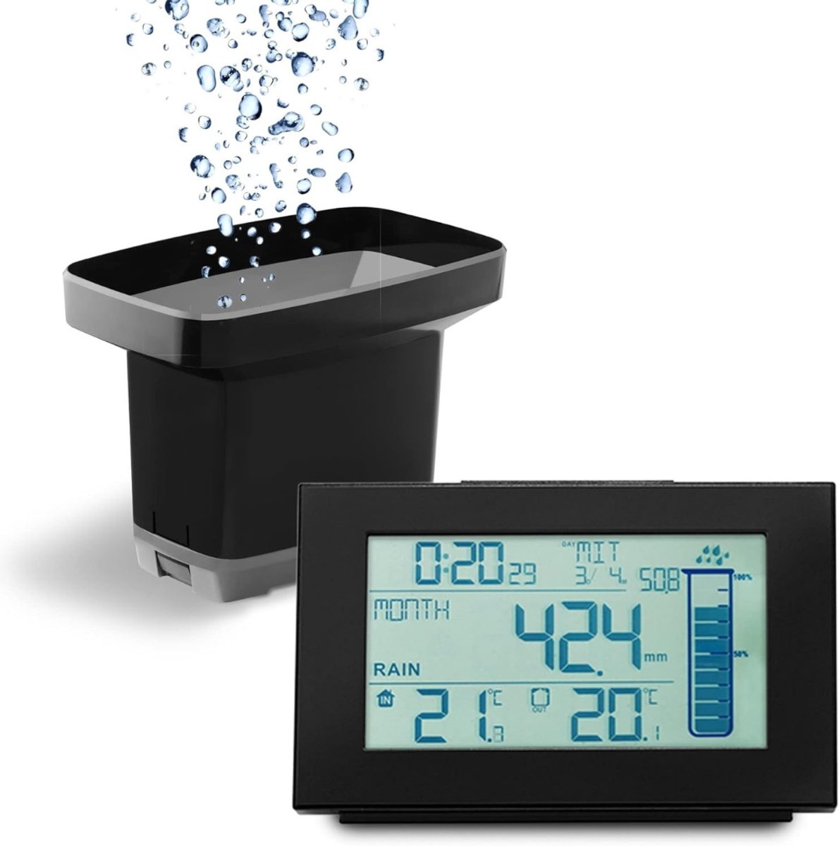 SCH® Regenmeter - Zwart - 5cm x 15cm x 9cm