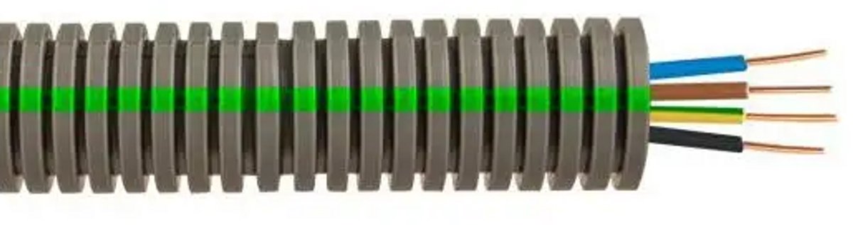Pipelife Preflex flexibele buis 5/8 (16mm) met 3x2,5 mm2 + 1x1,5 mm2 VD-draad, rol 50 meter