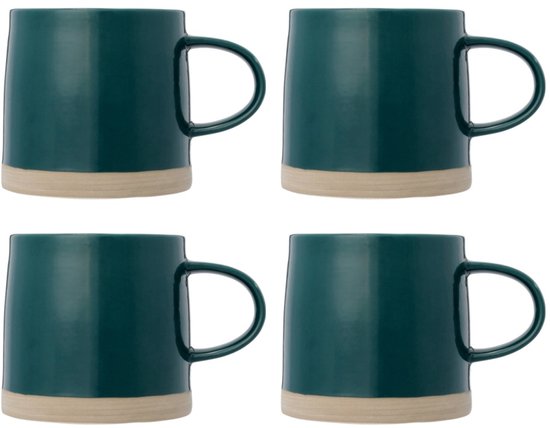 Gusta – 4 Delige Woodstock Mok – 120 ML Blauw - Duurzaam Aardewerk - Kado Beker