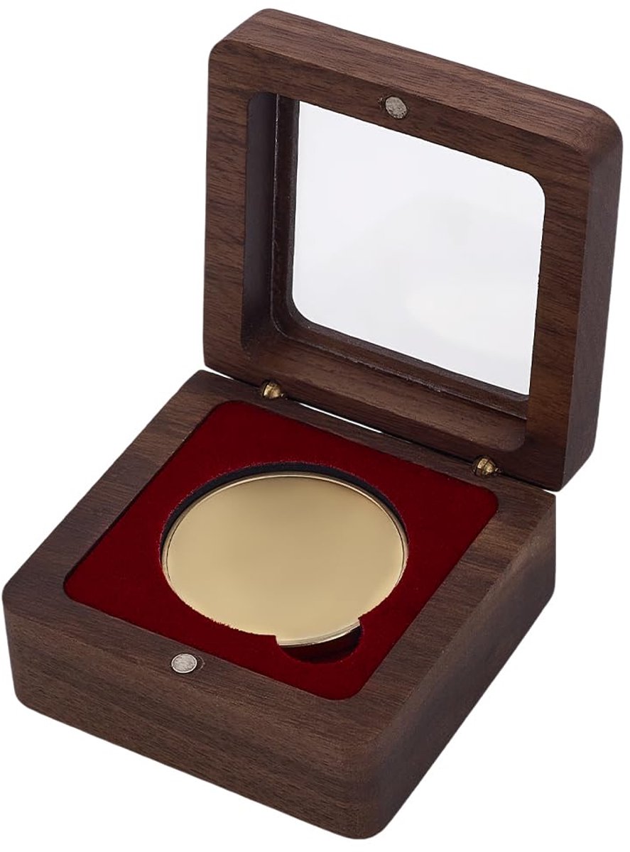 Houten Presentatie Display Doos voor Medailles - Met Zichtbaar Venster - Voor 40mm Munt