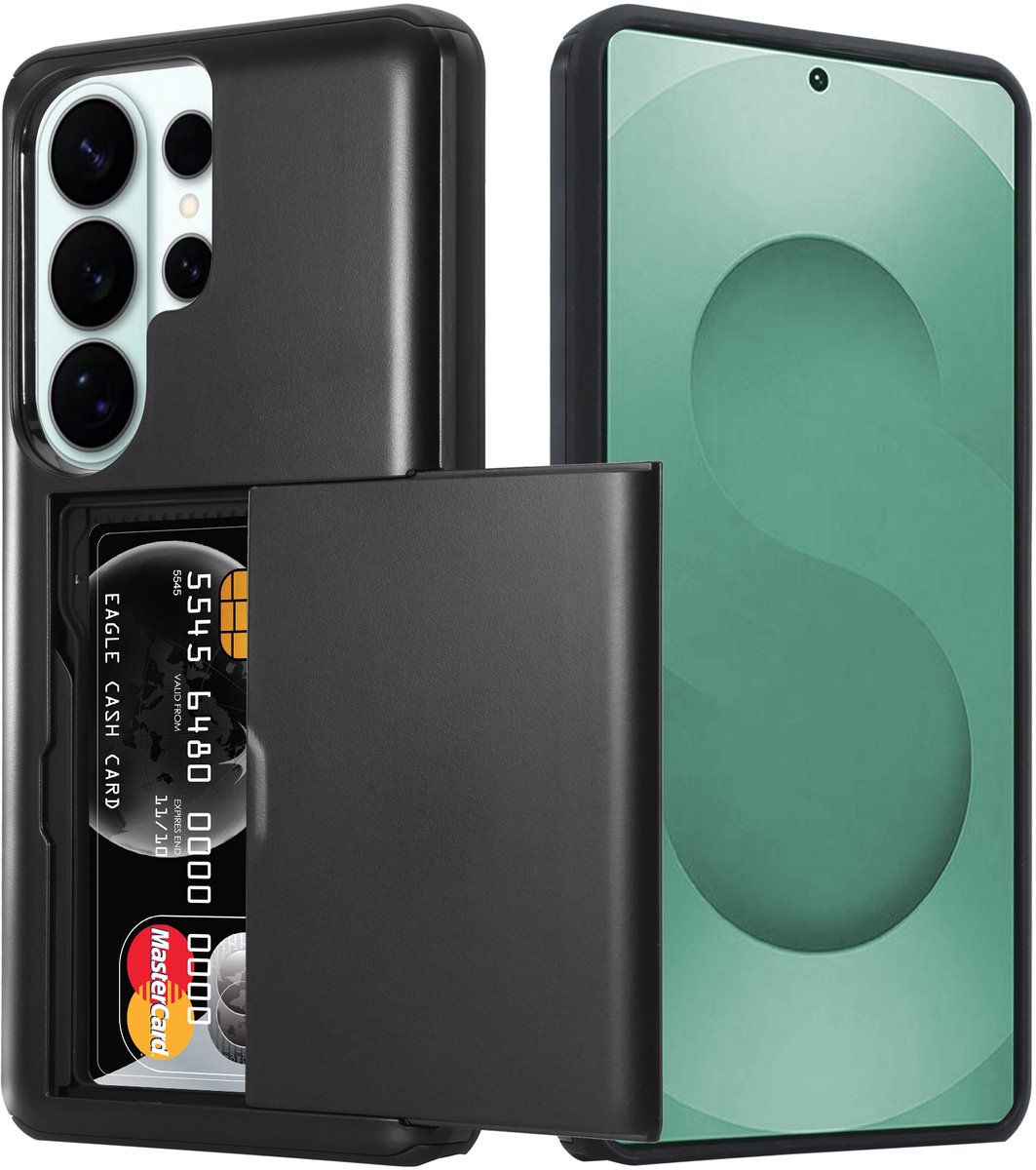 ShieldCase Kaarthouder Case - Geschikt voor Samsung Galaxy S26 Ultra - Slide Cover - Zwart