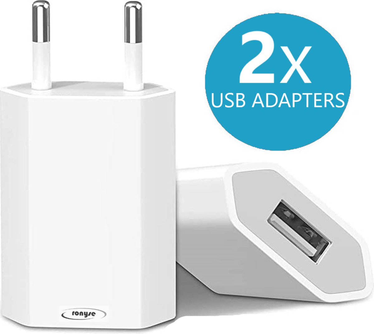 USB adapter - 2 stuks - Oplaad adapter - Wit - USB stekker - Reisstekker - Opladen Blokje - Wereldstekker