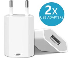 USB adapter - 2 stuks - Oplaad adapter - Wit - USB stekker - Reisstekker - Opladen Blokje - Wereldstekker