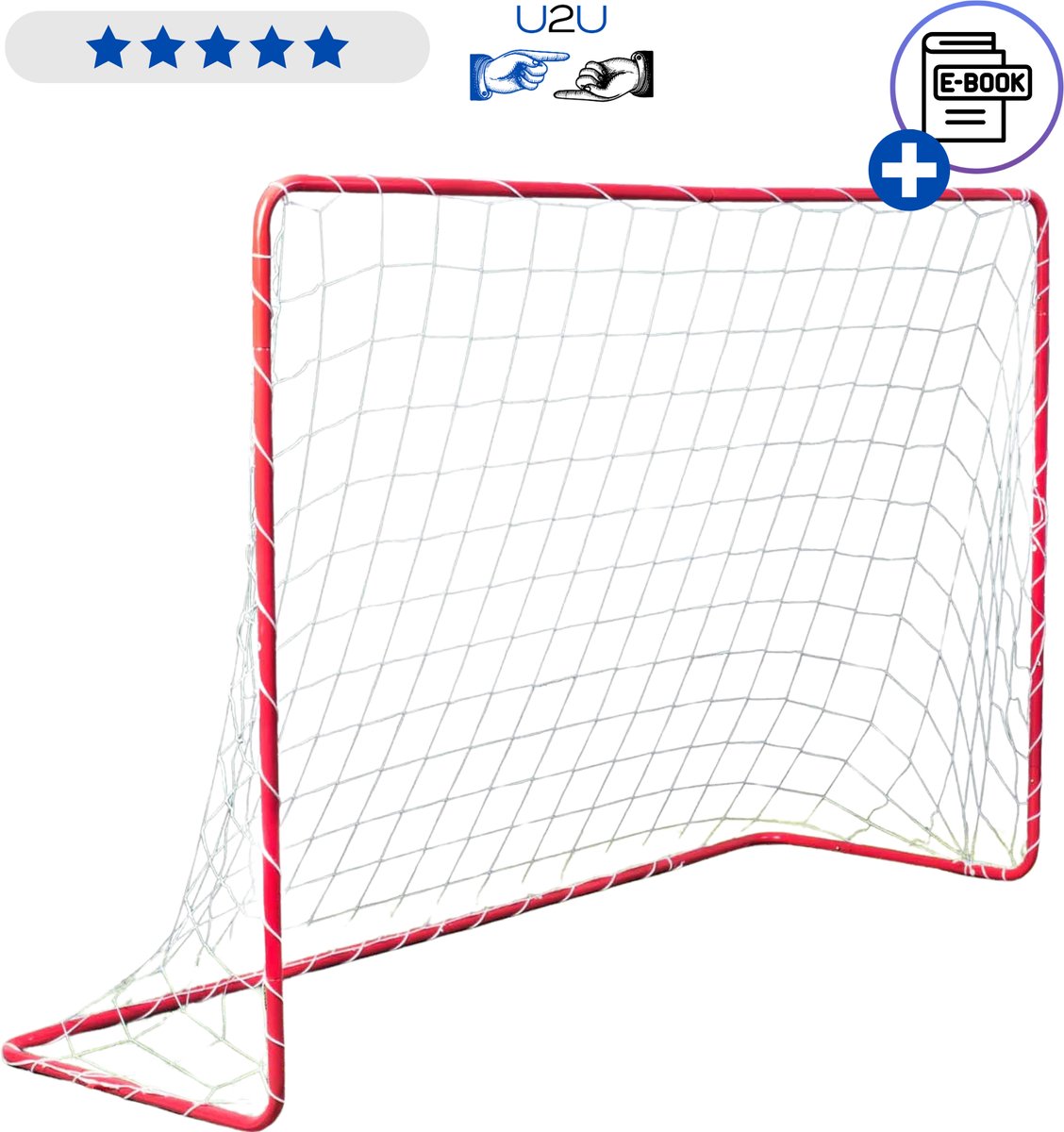 Groot Voetbaldoel 183 x 122 x 61 cm – Stevig Voetbaldoel met Net voor Tuin en Training – Ideaal voor Kinderen en Volwassenen – Duurzaam Frame – Perfect voor Wedstrijden en Oefeningen – Eenvoudige Montage – Geschikt voor Buiten – Met Ebook