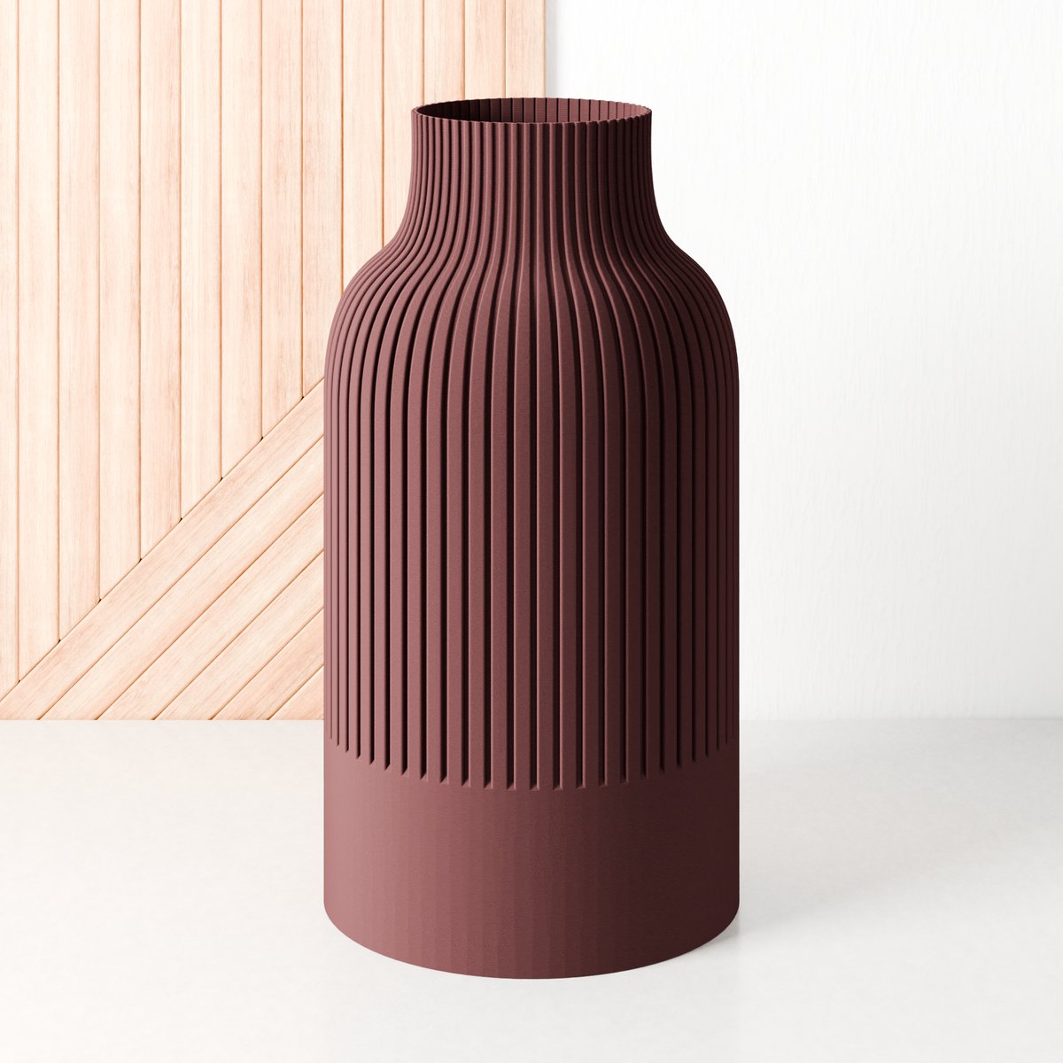 Fleuriek Grote Vaas - Bordeaux rood - H50 cm - Japandi Vaas - Minimalistisch design - Bloemenvaas van bio kunststof - Japandi living decoratieve vaas