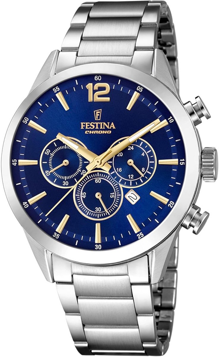 Heren Chronograaf Horloge met Zilveren Roestvrijstalen Armband