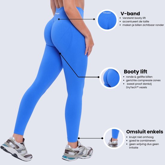 Euphoria High Waist Sportlegging Dames - Sportkleding Dames - High Waist - Sportbroek Dames - Yoga Broek Dames - Blauw - Maat L — afbeelding 2