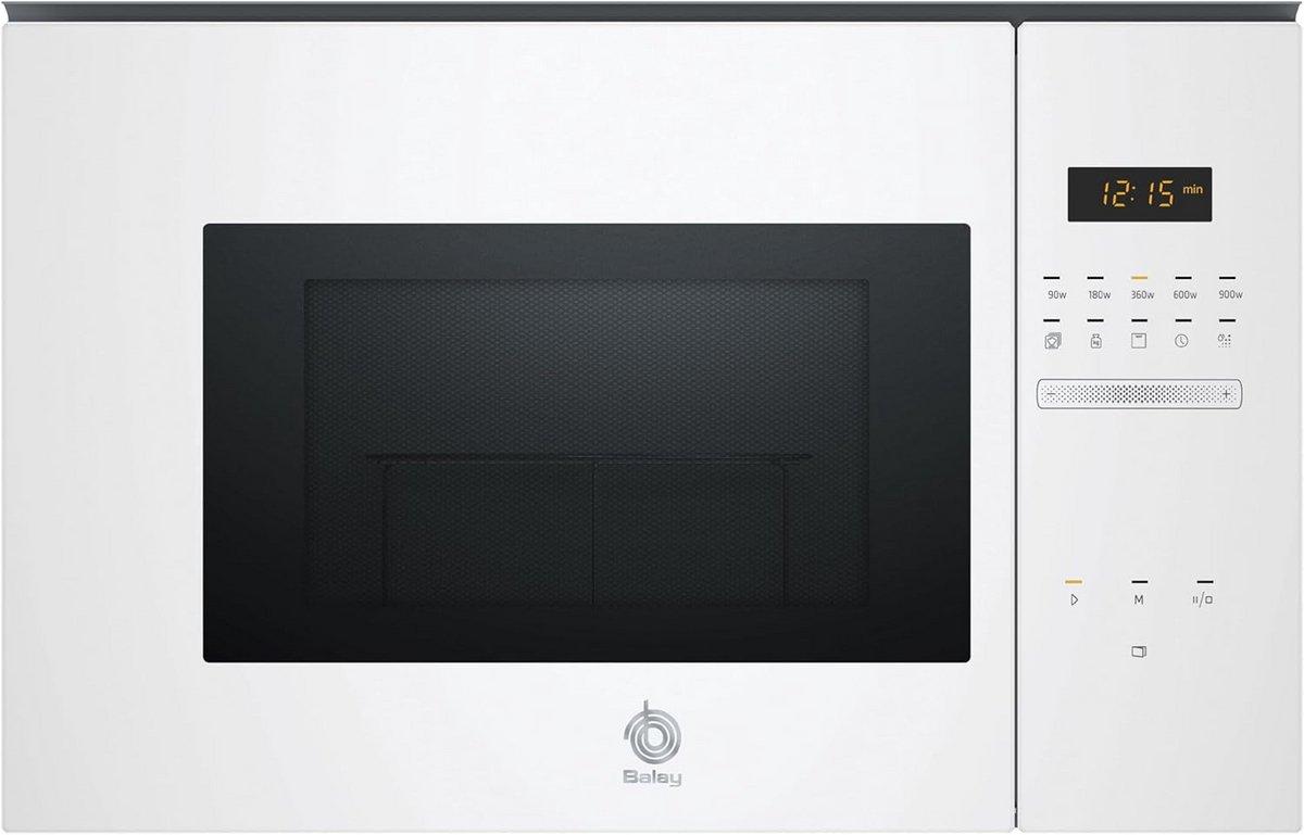 Inbouwmicrogolfoven 38 cm Wit Glas 25L met Grill en 8 Recepten