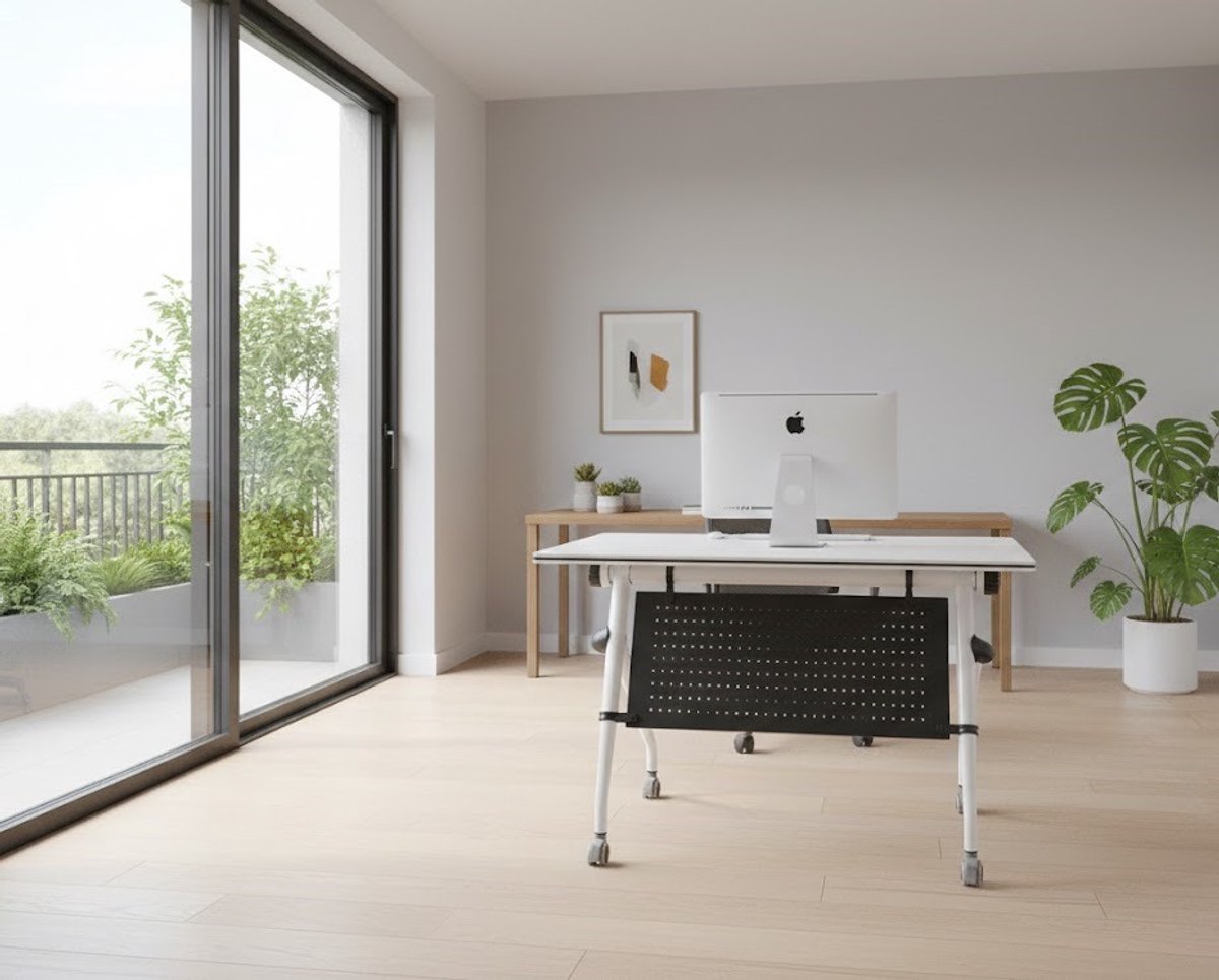 Moderne Opvouwbare Vergadertafel - Flip Top Mobiel Trainingsbord met Stille Wielen, Groot Rechts Gehaakt Kantoor voor Kantoor, Thuiswerkplek en Conferentieruimte - Flexibel, Ruimtebesparend en Duurzaam Casa Serena