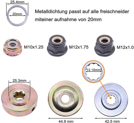 Onkruidborstel, Boring van 25,4 mm (8" en 6") - professionele onkruidborstel voor bosmaaier inclusief 16 gereedschappen en adapters — afbeelding 5