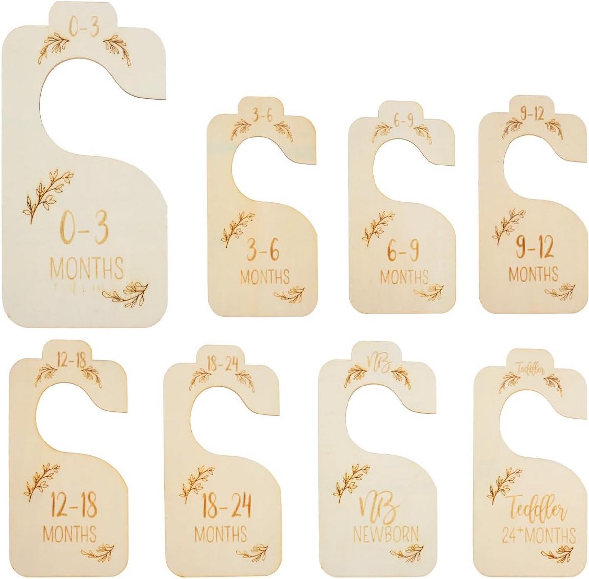 8 Houten Kledinghangers Maatscheiders voor Babykleding Sorteren