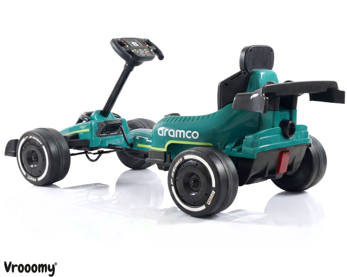 Aston Martin Formule 1 Skelter 3 tot 6 jaar – Officieel Gelicentieerde Kinder Gocart – Race Replica AMR26 met Slijtagevrije EVA-Wielen, Handrem & Veiligheidsgordel – Groen — afbeelding 2