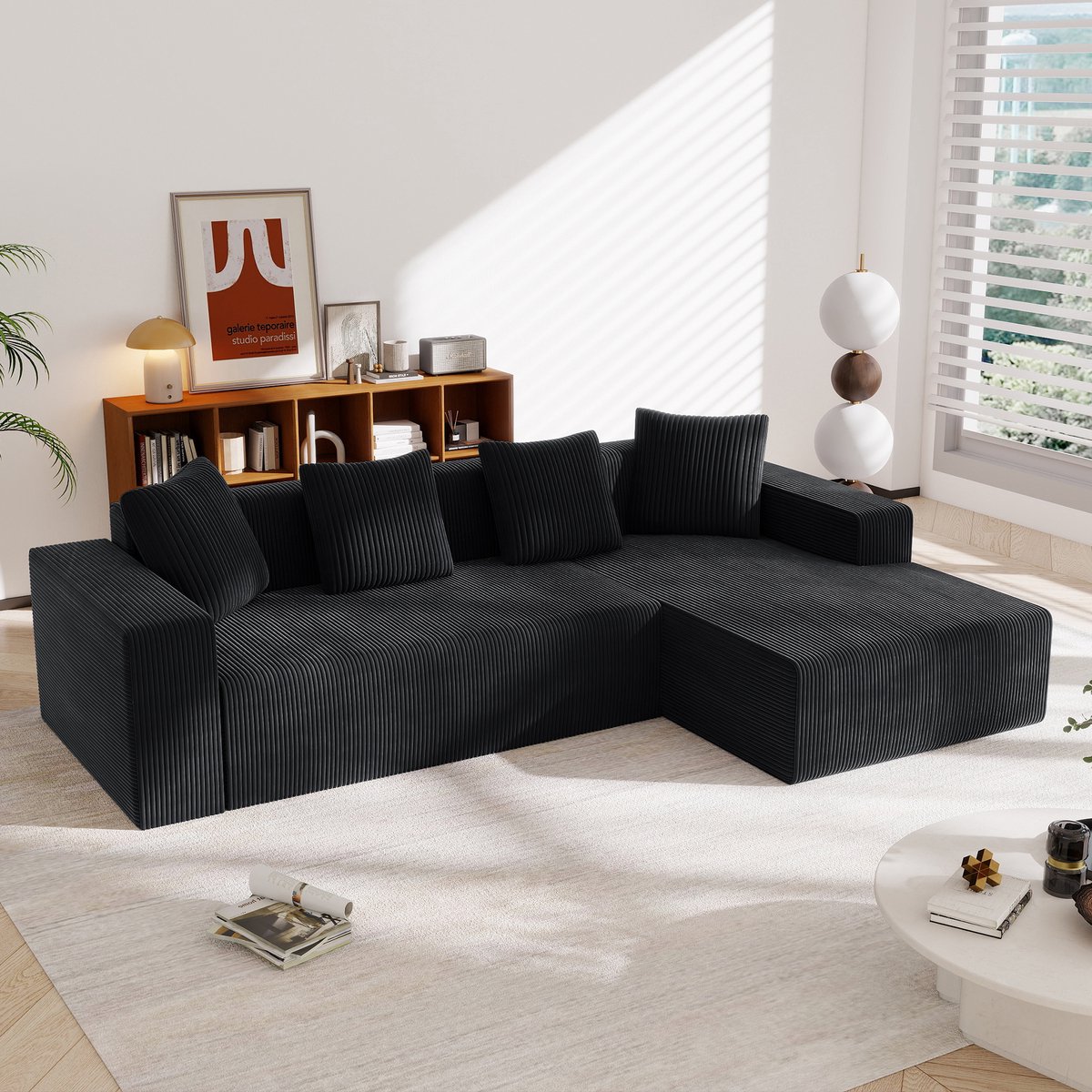 STILVORA Hoekbank 261 X 146 X 65 Cm - Modulaire Cloud Zitbank Met L Chaise Longue - Diepe