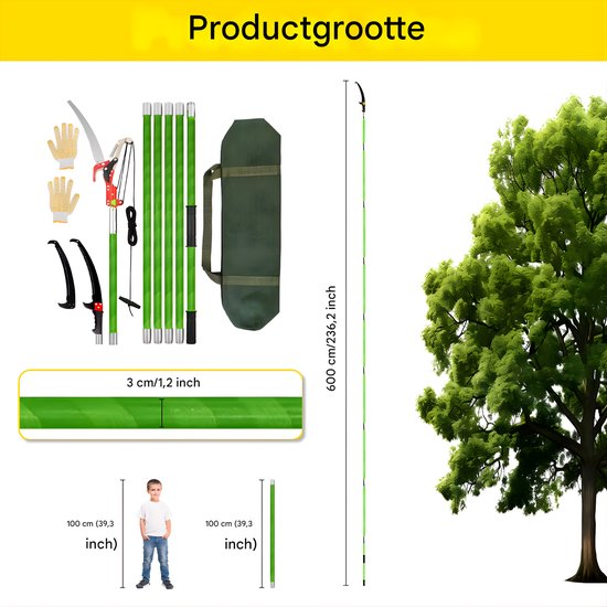 Telescopische takkenzaag - Takkenschaar - Snoeizaag - 6 meter - Verstelbare lengte - Voor tuin van Merkloos	 — afbeelding 2