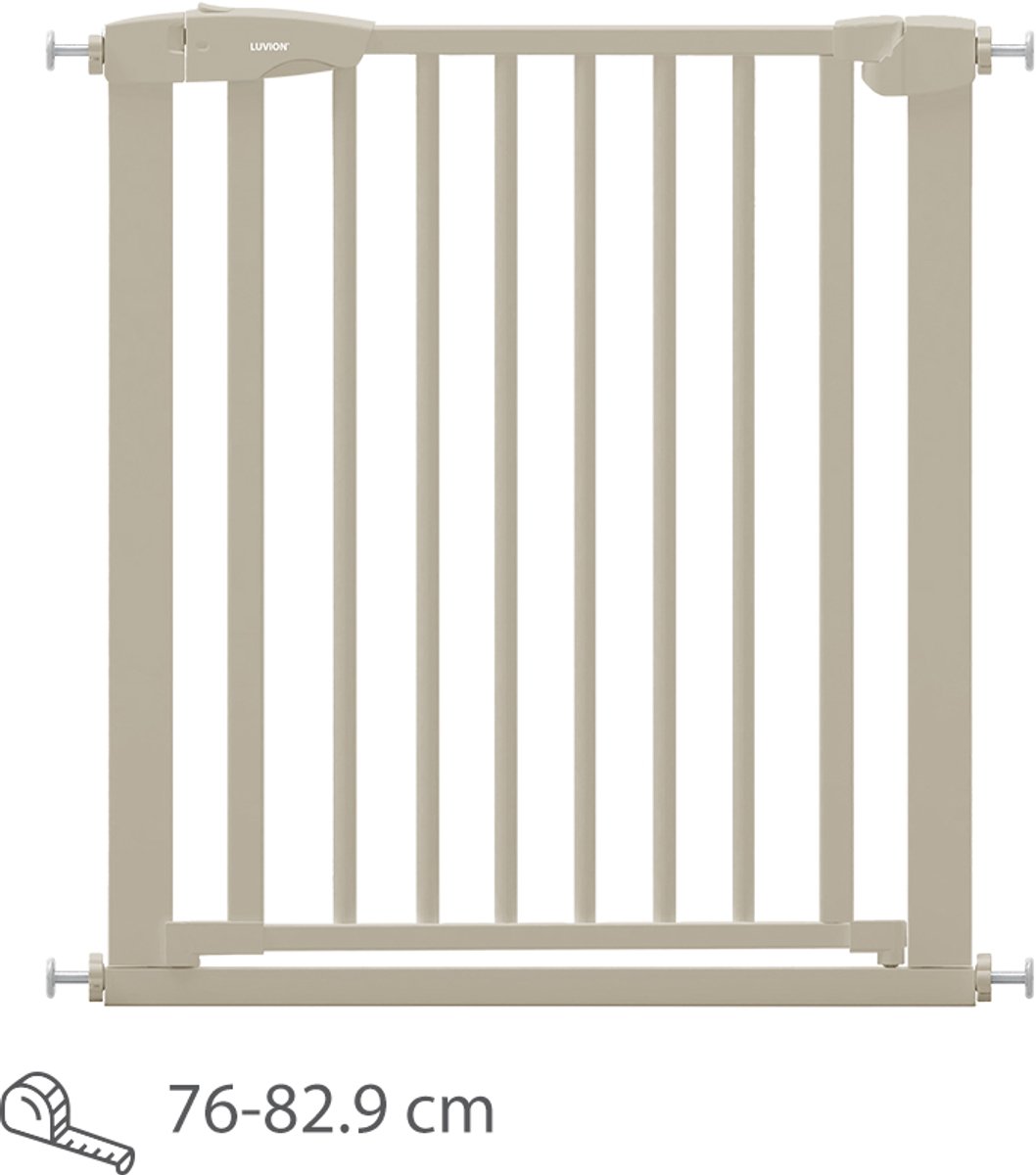 LUVION® Safety Gate Plus Traphekje – Klembevestiging (Zonder Boren Mogelijk) – 76–82,9 cm – Beige