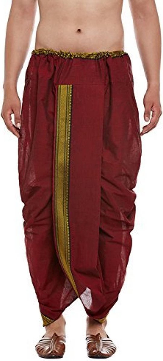 Traditionele heren Dhoti met gestikte rand Katoen