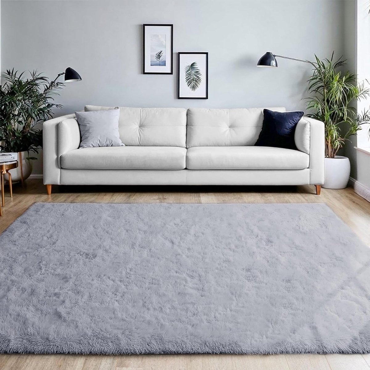 Vloerkleed 200x280cm - Groot Hoogpolig Tapijt - Zacht Pluche Faux Fur Shaggy Karpet - Niet Verharend - Vloerkleed voor Woonkamer - Grijs