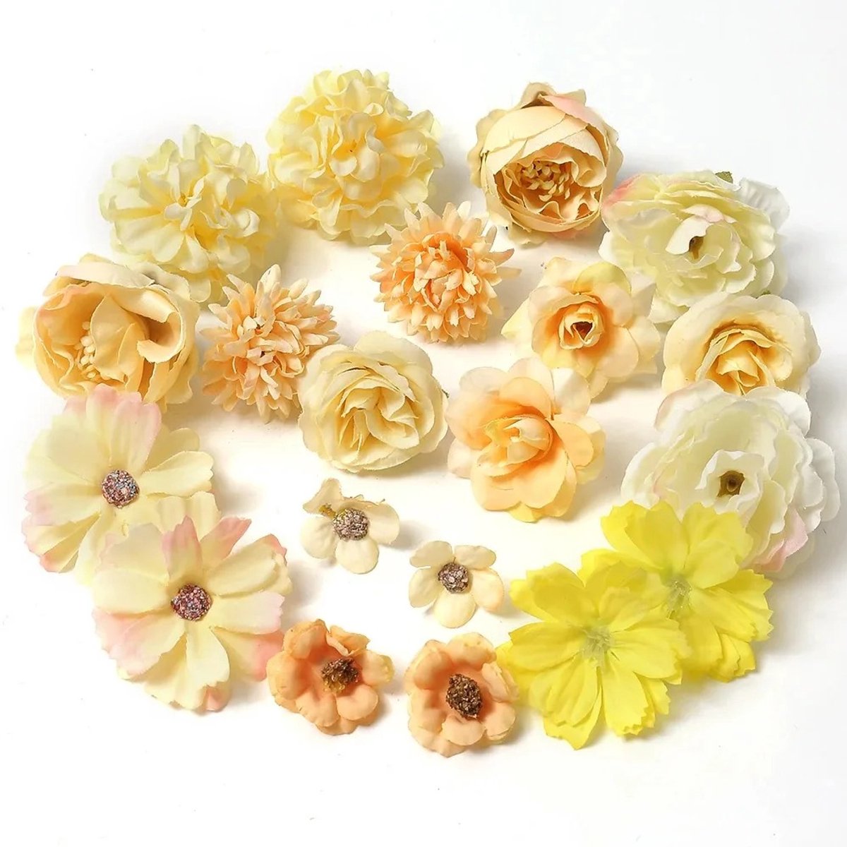 Mini Kunstbloemen - 20 Stuks - Geel - Voor Knutselen & Decoratie - Kasey