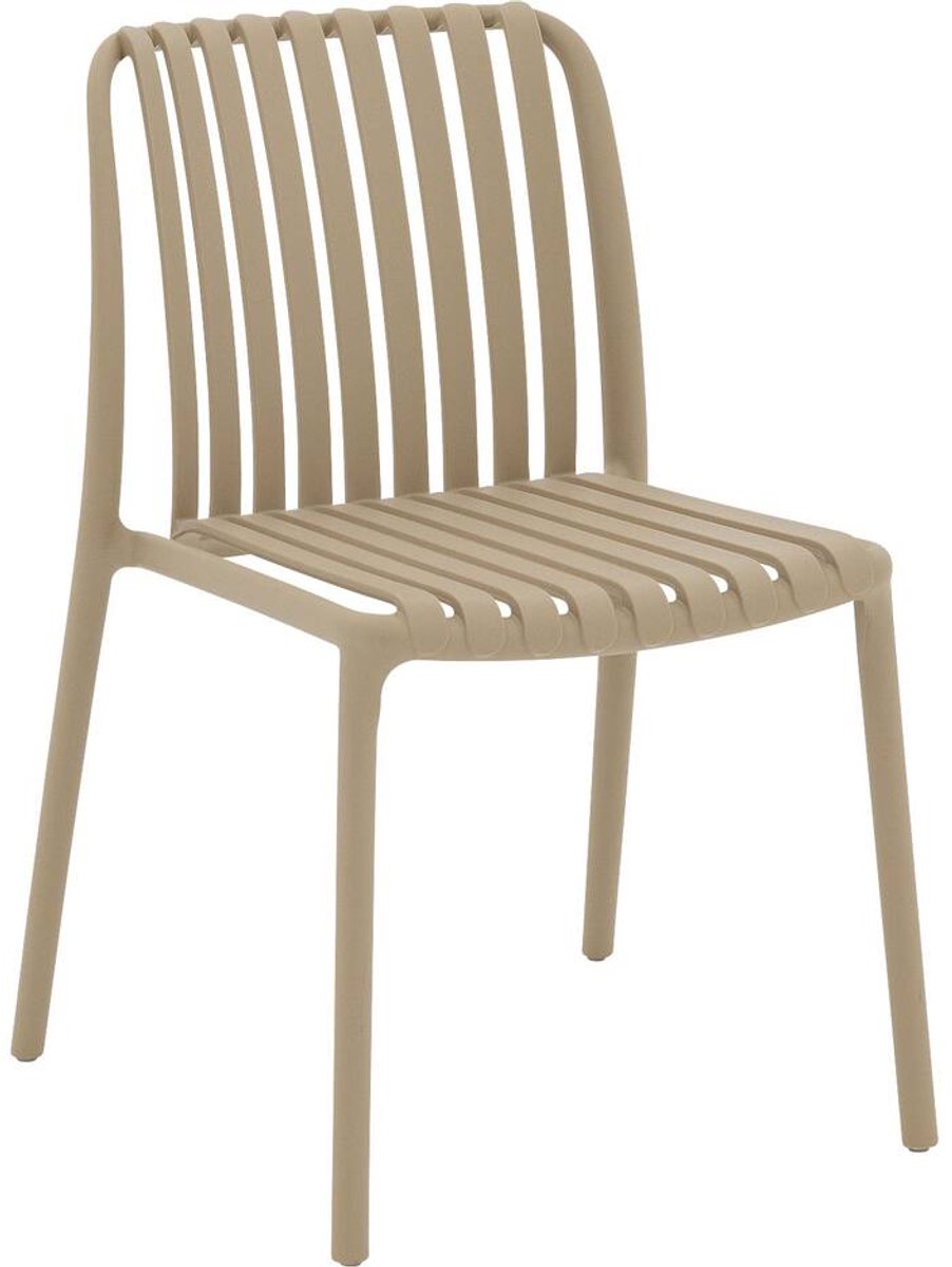 Goossens Tuinstoel Lygeke - Kunststof - bruin - 54 x 80 x 57 cm - Tuinstoel zonder armleuning - zonder kussen - Stapelbaar