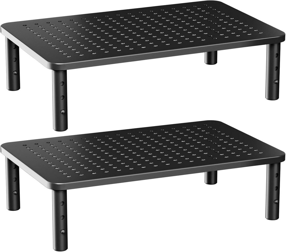 Ergonomische Monitor Verhoger met 3 Verstelbare Hoogtes en Ventilatie - 2 Stuks