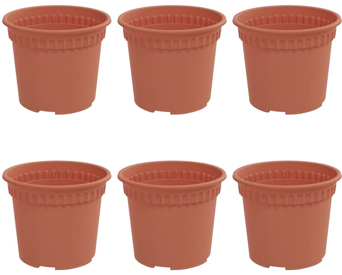 vidaXL - Ronde - Bloempot - 6 - pcs - Baksteenrood - Ø - 12,