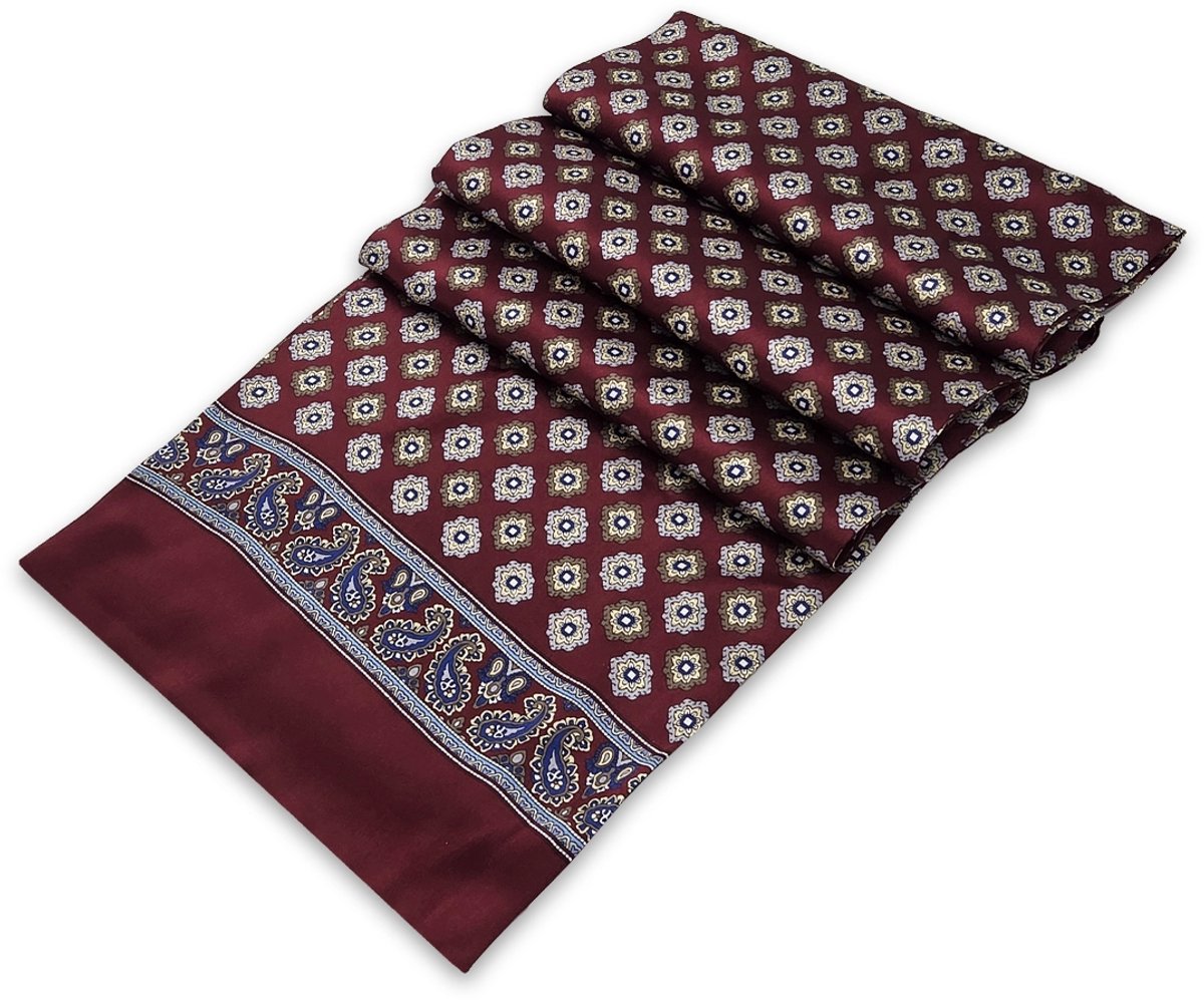 Zijden Herensjaal - Luxe Fashion Sjaal van 100% Zijde - Denia Diamond Bordeaux Rood