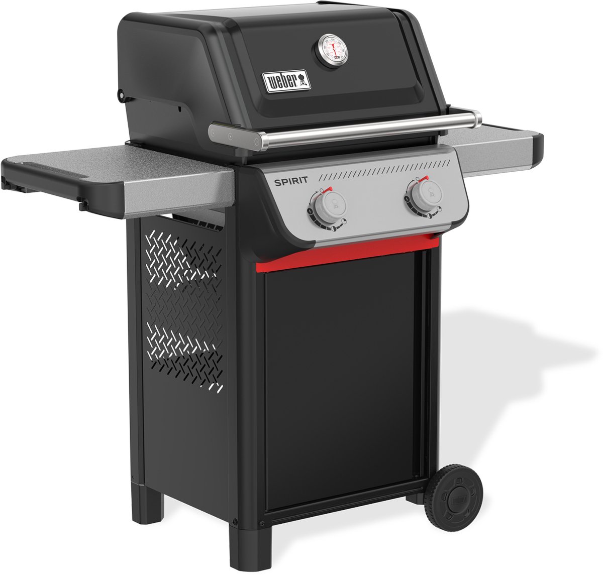 Weber Spirit E-210 - Gasbarbecue - Zwart - 2 Branders met 7,8 kW vermogen - Porselein geëmailleerde gietijzeren grillrooster - 2 Zijtafels - 2 Duurzame wielen - Kast met deur – foto 6