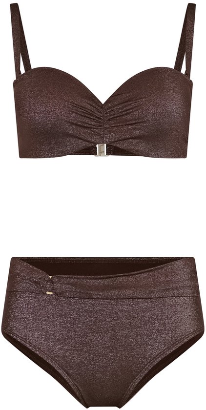 Pastunette - Bandeau Bikini - Glam - Bruin - Shimmer - Strapless - Maat 36