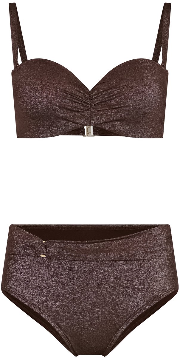 Pastunette - Bandeau Bikini - Glam - Bruin - Shimmer - Strapless - Maat 36