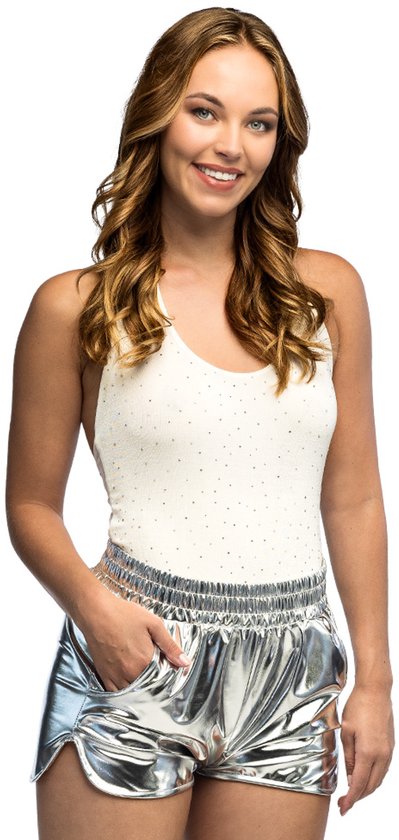 Boland - Hotpants Shiny zilver (L/XL) - Volwassenen - Niet van toepassing - Festival - Rave - Zomer