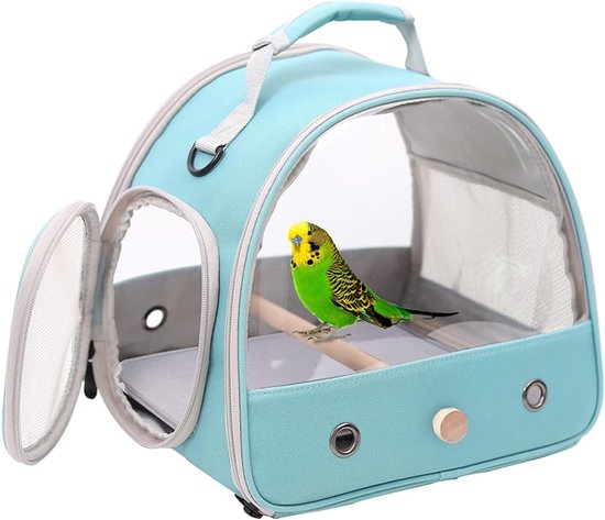 Cages à oiseaux - Oiseaux d'intérieur - 33*26*24 cm - cages à oiseaux sur pied - Cage de transport pour oiseaux - Cage de perroquet portable - Avec bâton de repos et tapis confortable - Vert