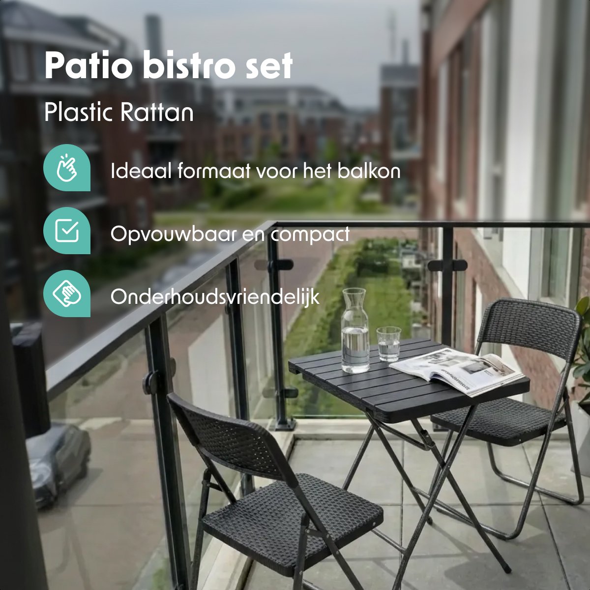 LifeGoods LifeGoods Klapstoelen met Tafel Bistroset - afbeelding 2