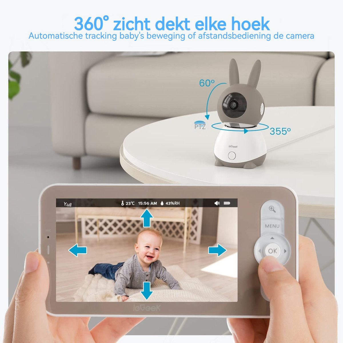 ieGeek Babyfoon met Camera 2K HD en 5 inch Monitor - afbeelding 2