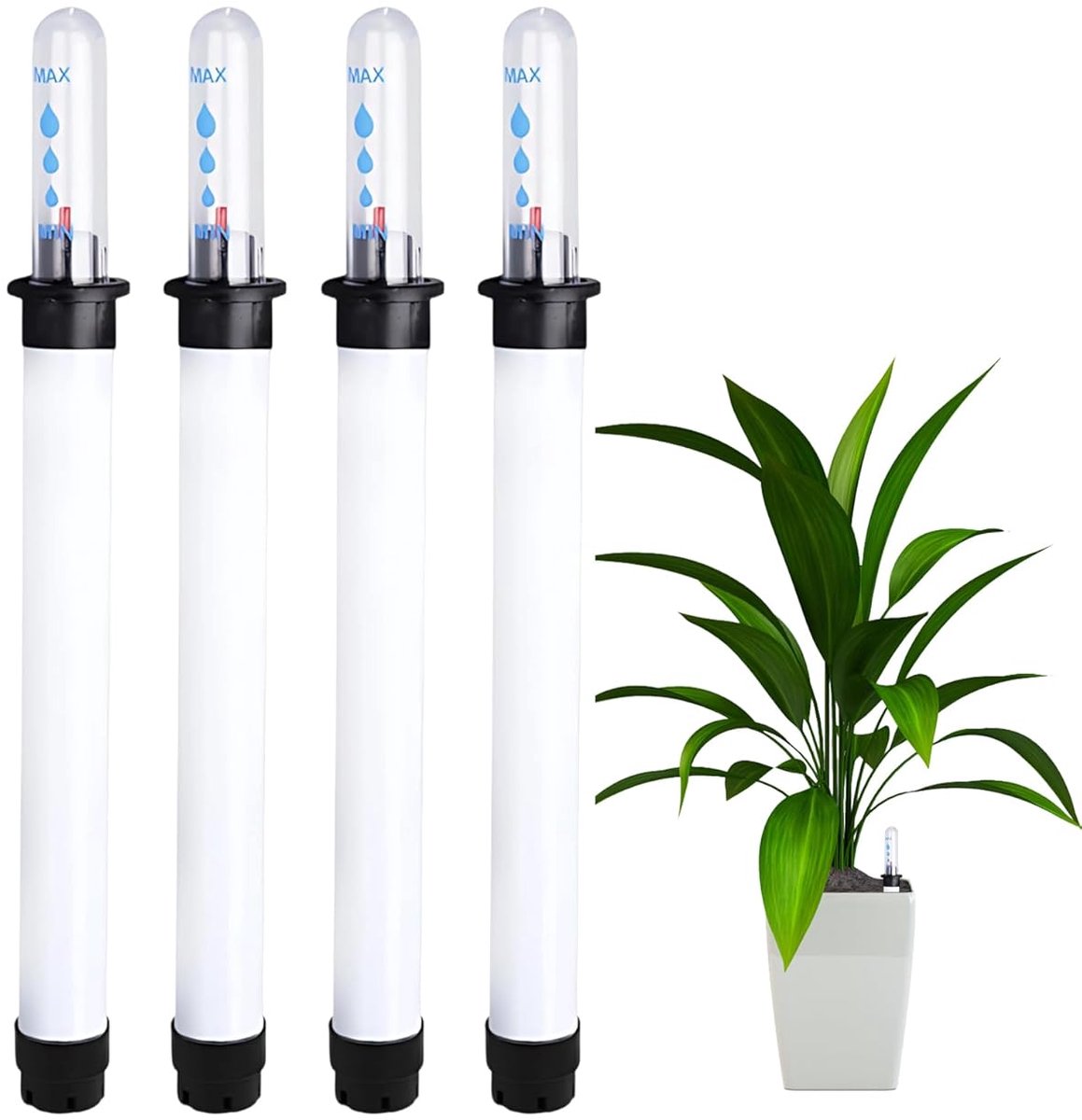 4 stuks - Waterniveaumeter voor bloempotten - Bodemvochtigheidsmeter - Waterniveau-indicator - waterherinnering voor bloempotten - waterniveauboei-display - bodemvochtigheidsmeter - Geschikt voor binnen en buitentuinieren - 180 ml