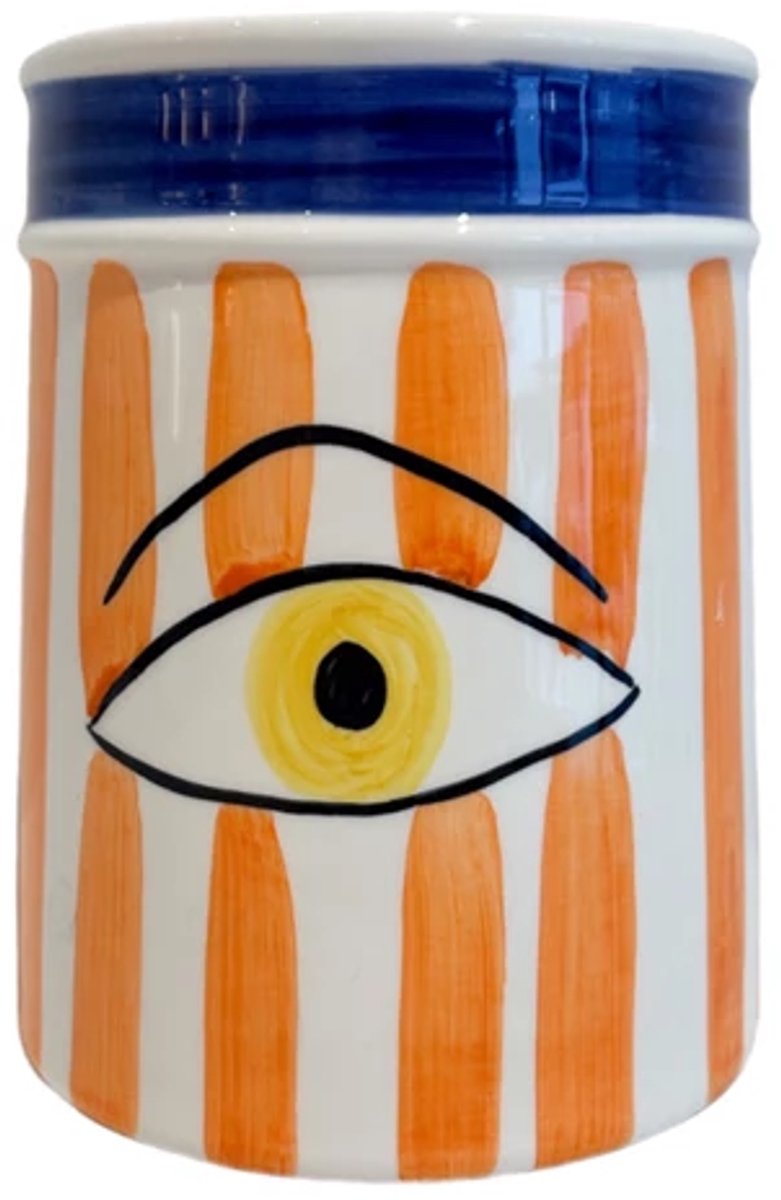 Val Pottery Foolish wijnkoeler/vaas D14.5 H20cm oog oranje streep