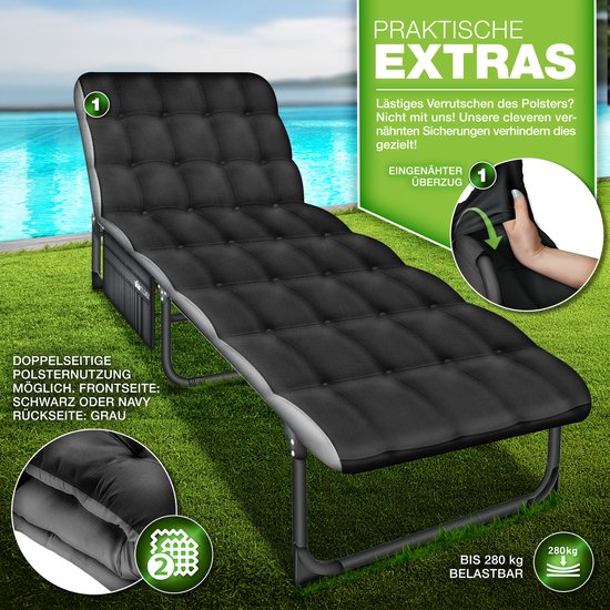 Lit de camping Lit de camp pliant avec oreiller et poche latérale, matelas gris clair, capacité de charge jusqu'à 150 kg | Leroy Merlin Lit de camping Lit de camp pliant avec oreiller et poche latérale, matelas gris clair, capacité de charge jusqu'à 150 kg | Leroy Merlin