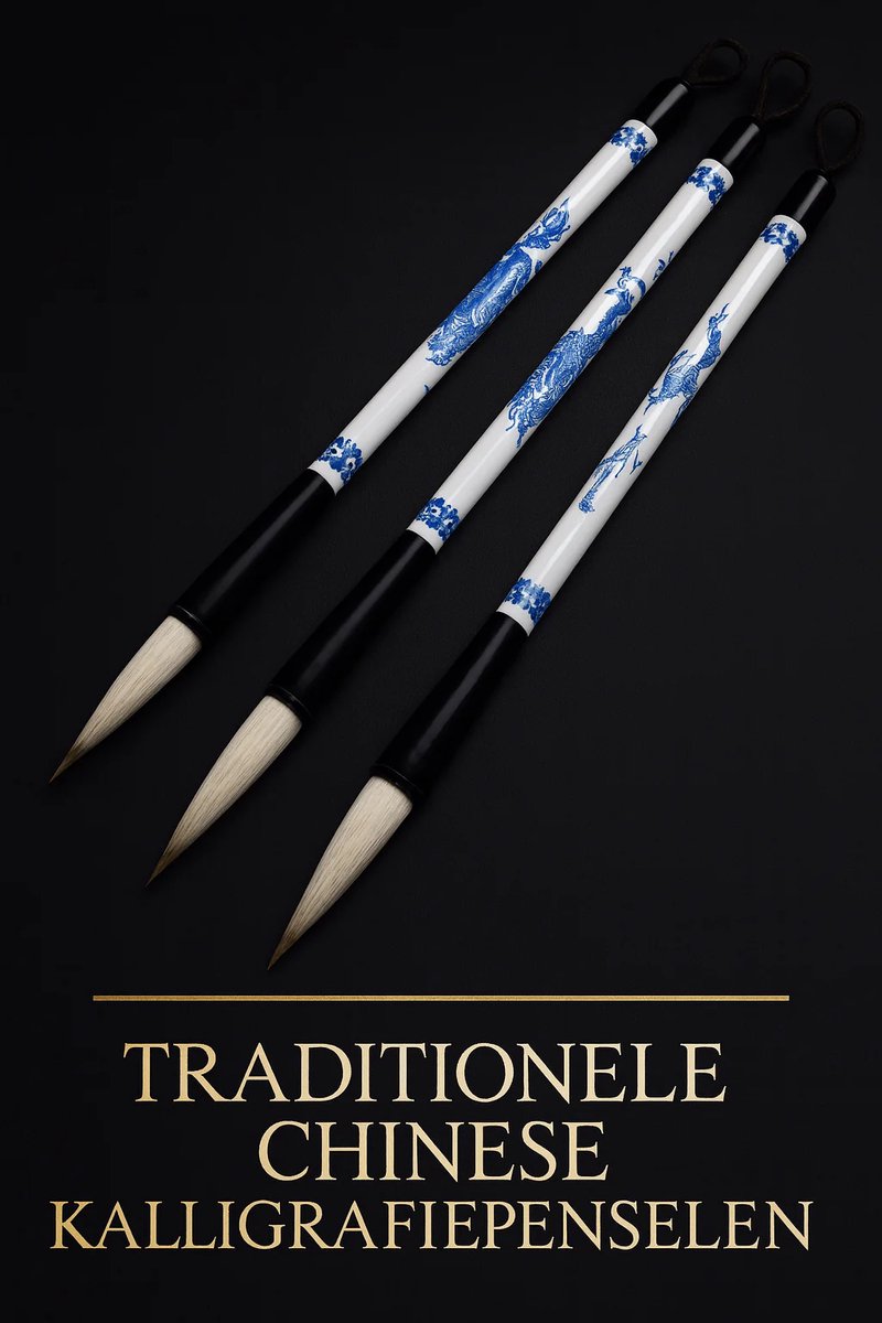 Chinese kalligrafiepenselen set – 3 traditionele penselen voor details - kalligrafie kwasten
