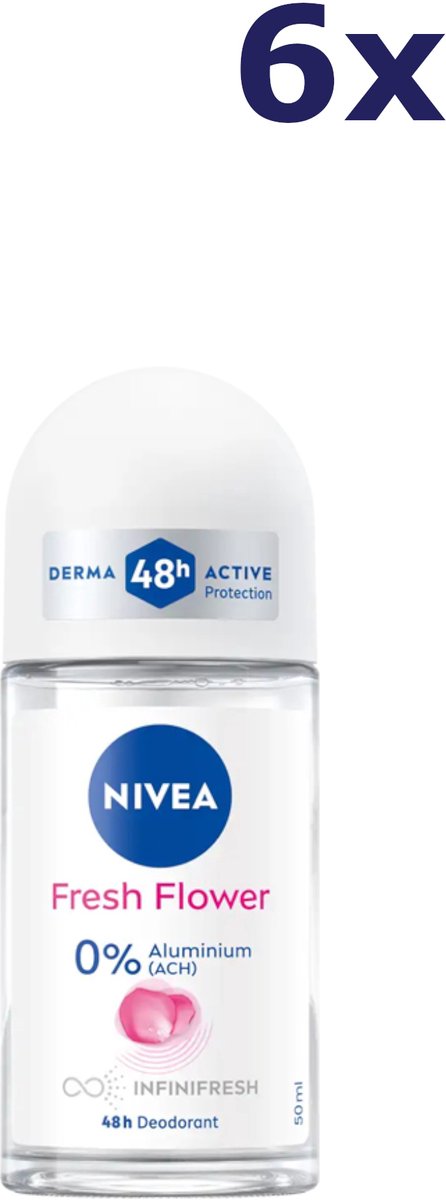 6x Nivea deo roll-on 50ML Fresh flower