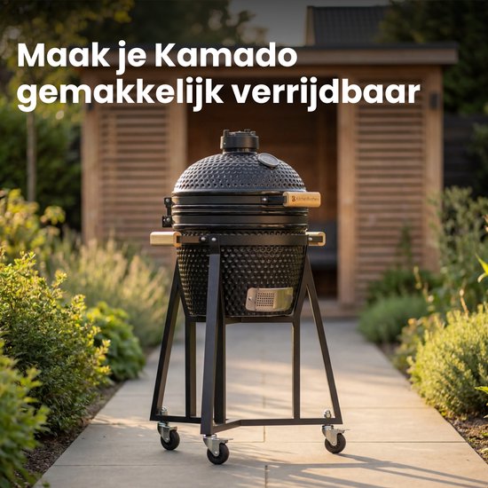KitchenBrothers Kamado BBQ Onderstel - Voor 41⌀ cm - Geschikt voor 16 inch KitchenBrothers Kamado - 102 cm Hoogte - Met Wielen en Rem - Zwart van Merkloos — afbeelding 3