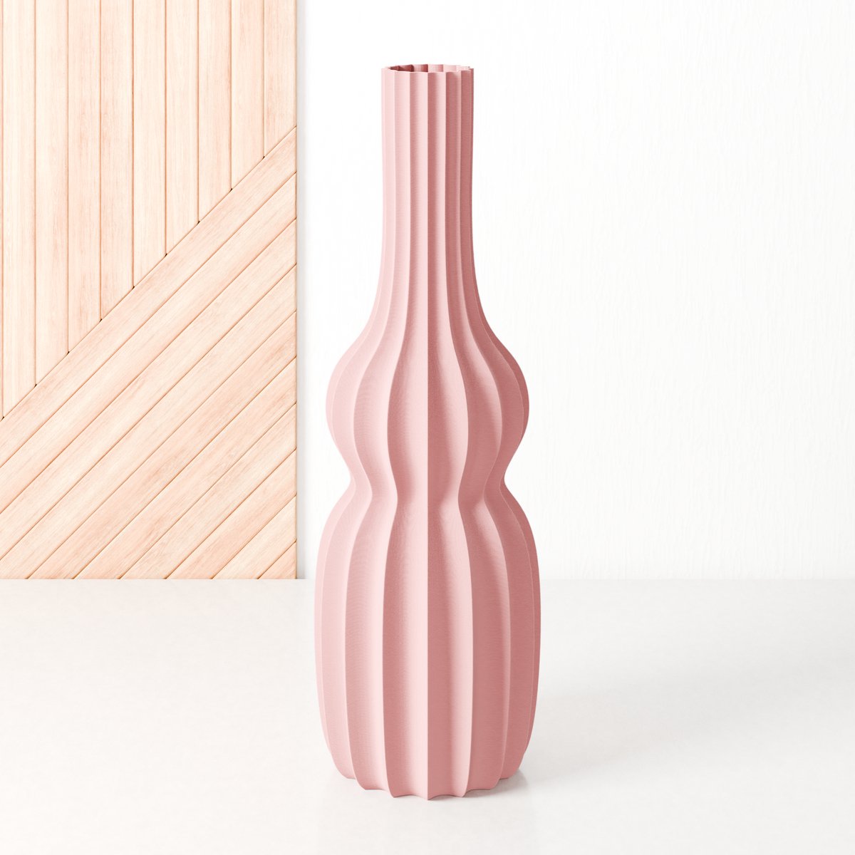 Fleuriek Hoge vaas Roze - H50 cm - Smalle vloervaas of decoratieve bloemenvaas, gekleurde design vaas van kunststof - Ventserbank vaas