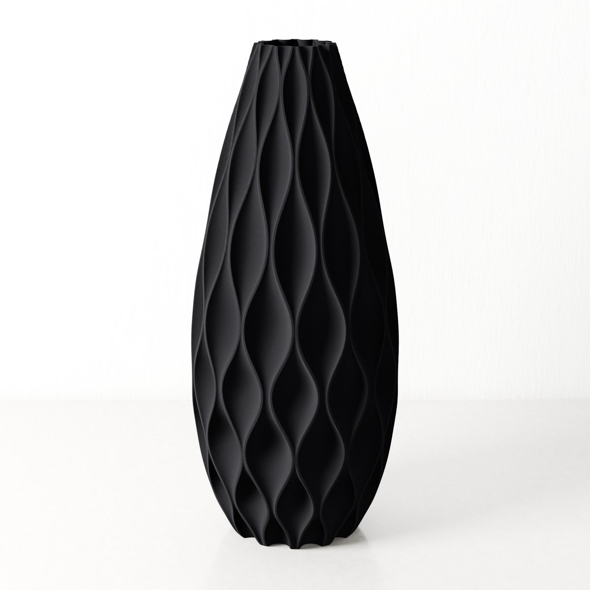 Fleuriek Kleine Vaas - Zwart - H30 cm - Vaas voor zijdebloemen - Luxe vaas gemaakt van duurzaam kunststof - Unieke decoratieve vaas met patroon