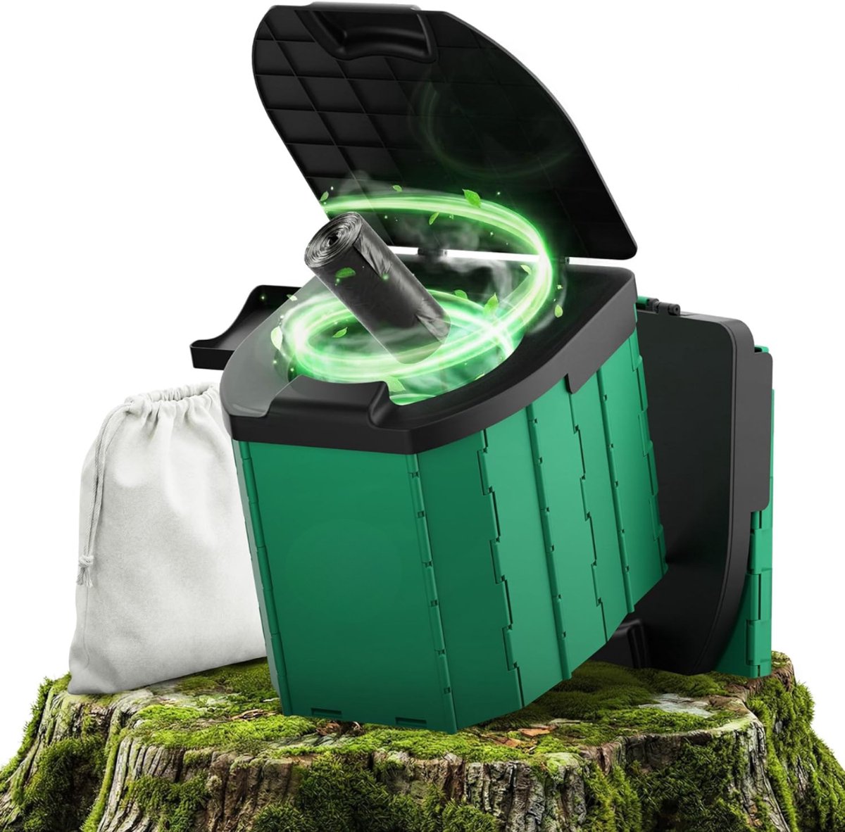 DnA® Toiletemmer Met Deksel - Toiletemmer - Emmer Met Deksel 5 Liter - Nachtemmer - Nachtemmer Met Deksel - Groen - 36cm x 33cm x 32cm